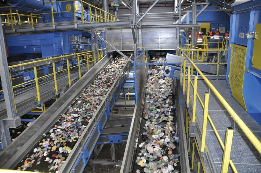 Separate collection bins and plastic recycling streams