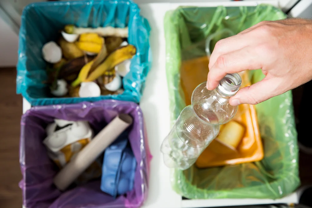 Labelled compostable packaging in a supermarket