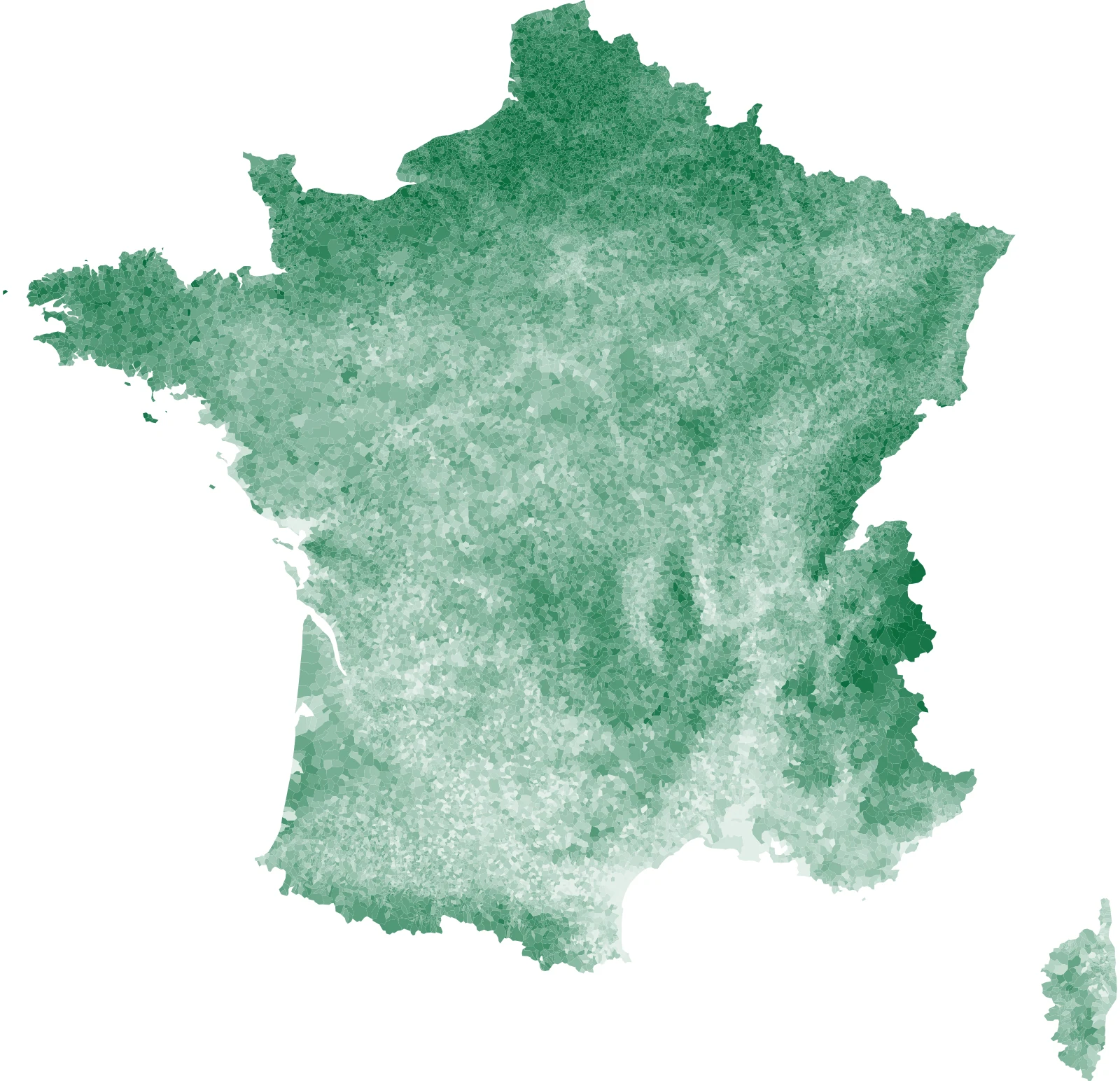 Preview of the interactive map showing the liveability of French municipalities in 2050