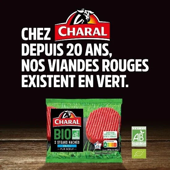 Charal advertisement using green visual cues for a red meat product