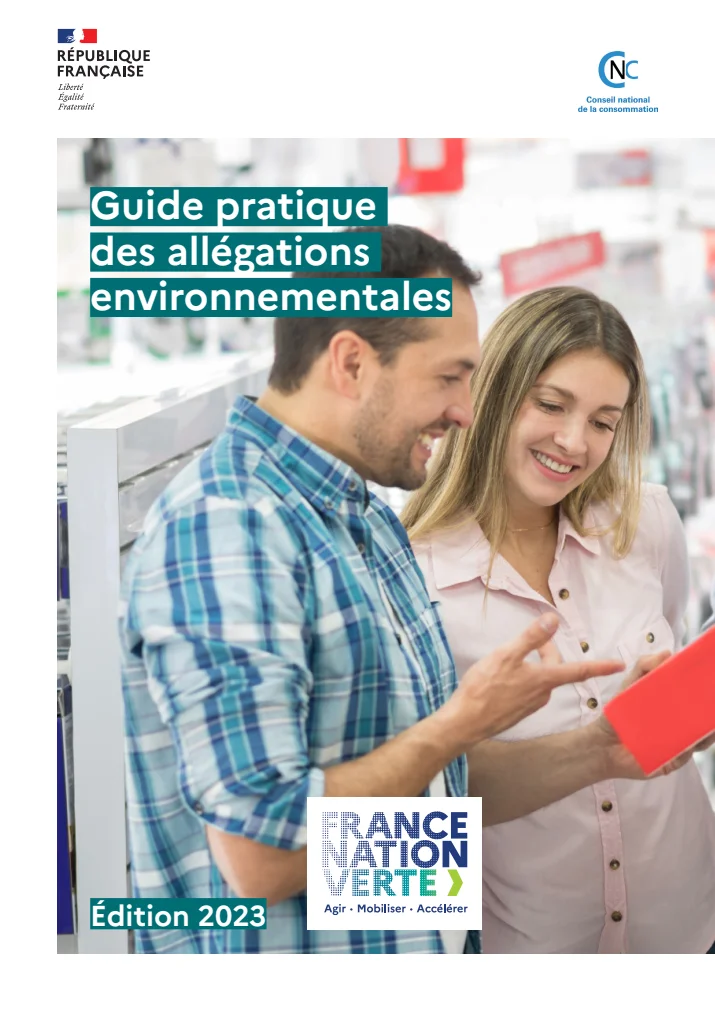 Cover of the Practical Guide to Environmental Claims of the French National Consumer Council, 2023 edition