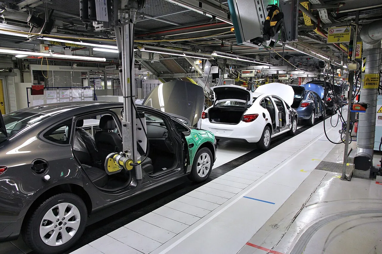 Car assembly line at the Opel factory in Gliwice