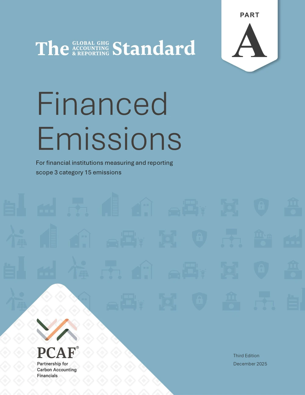 Cover of the 3rd edition of the PCAF Financed Emissions standard, December 2025