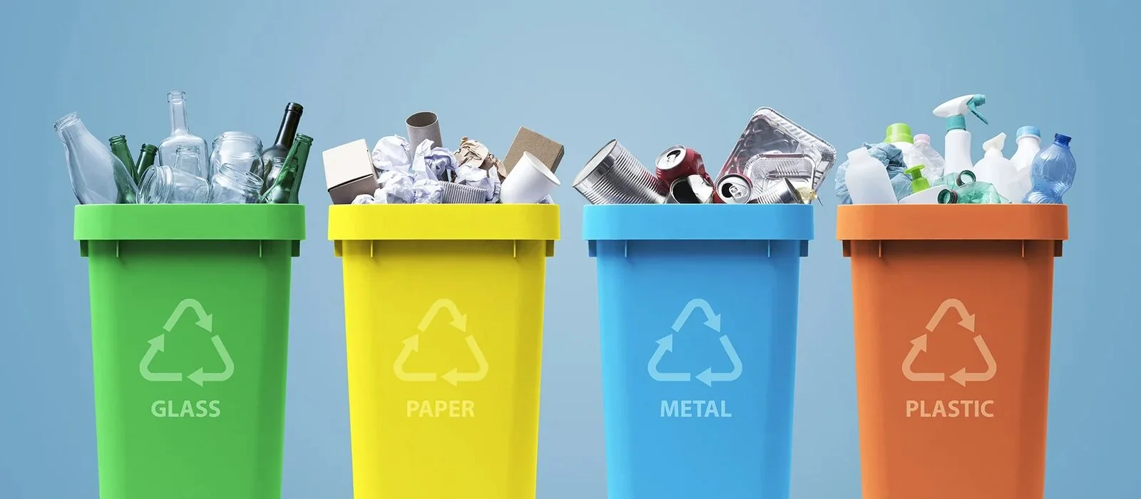Colour-coded collection and sorting bins, anticipating deposit and return systems