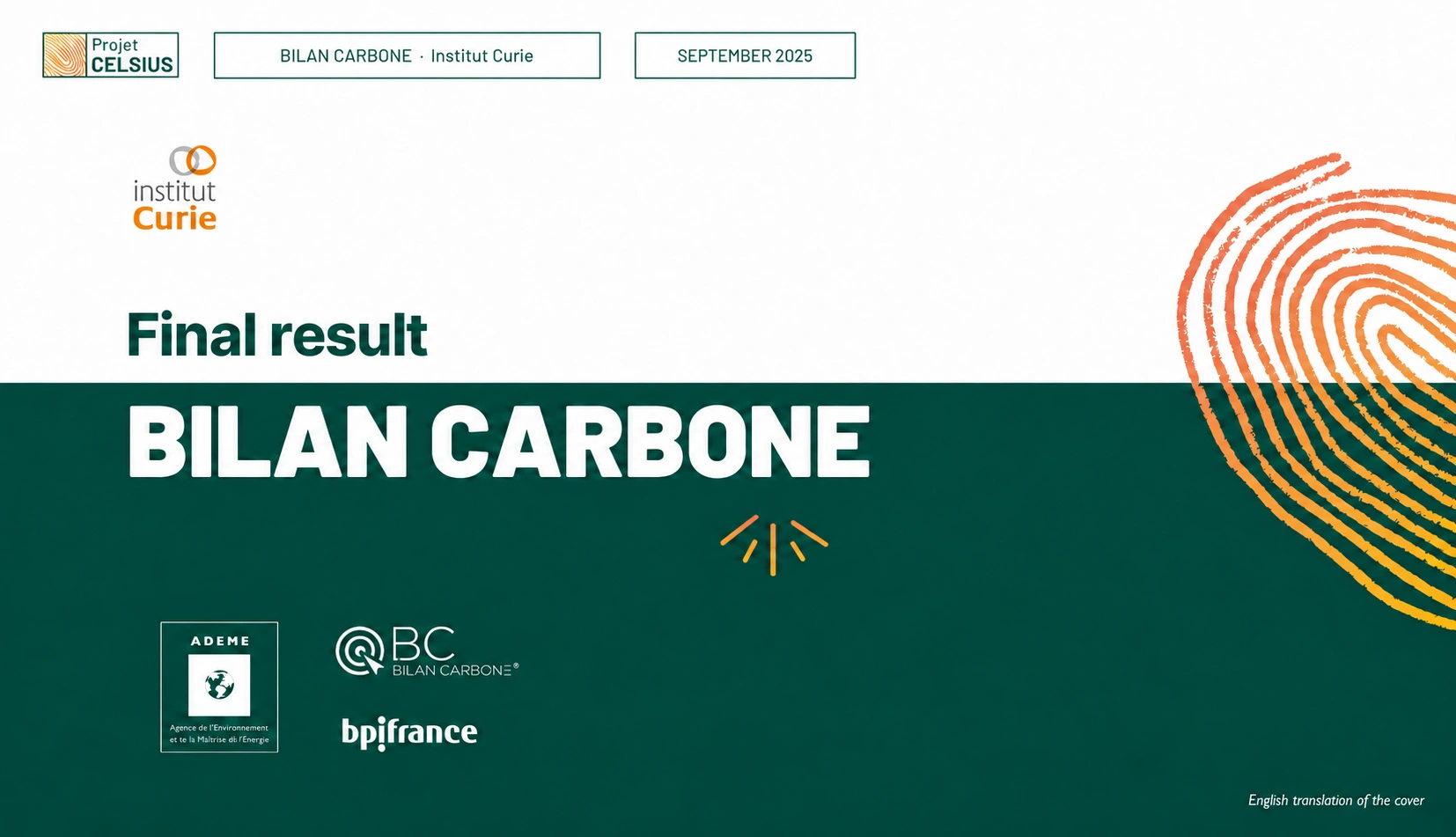 Cover of a Bilan Carbone® deliverable produced by Celsius, the final assessment report